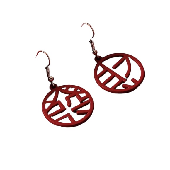 Chinese New Year Red Drop Earrings - Picture 5 of 5